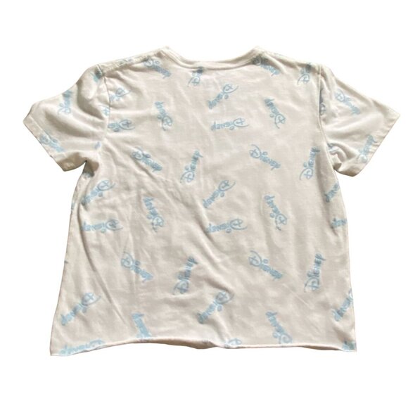 Disney Adult Light Weight Cropped Logo T-Shirt-White-Size S-GUC - Picture 6 of 7